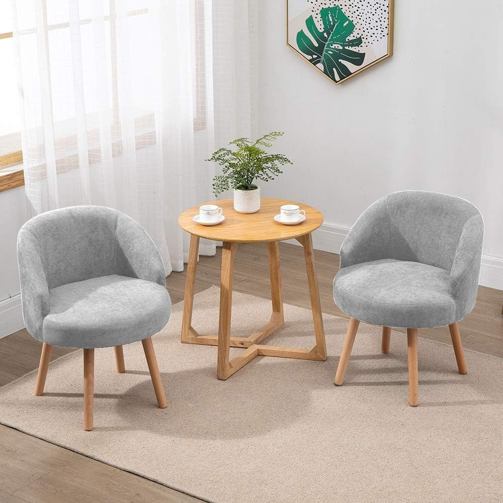Linen Tub Chairs Set of 2 Lounge Armchairs Small Space Grey