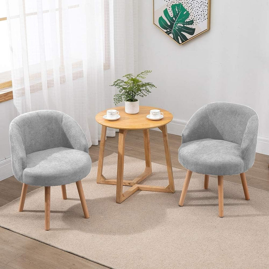 Linen Tub Chairs Set of 2 Lounge Armchairs Small Space Grey