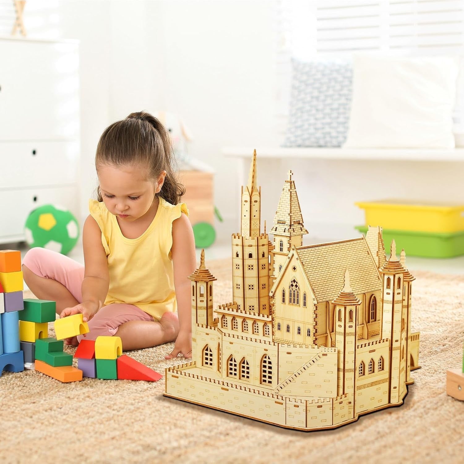 3D Wooden Castle Puzzle Kit DIY Model Craft for Adults Gift & Decor