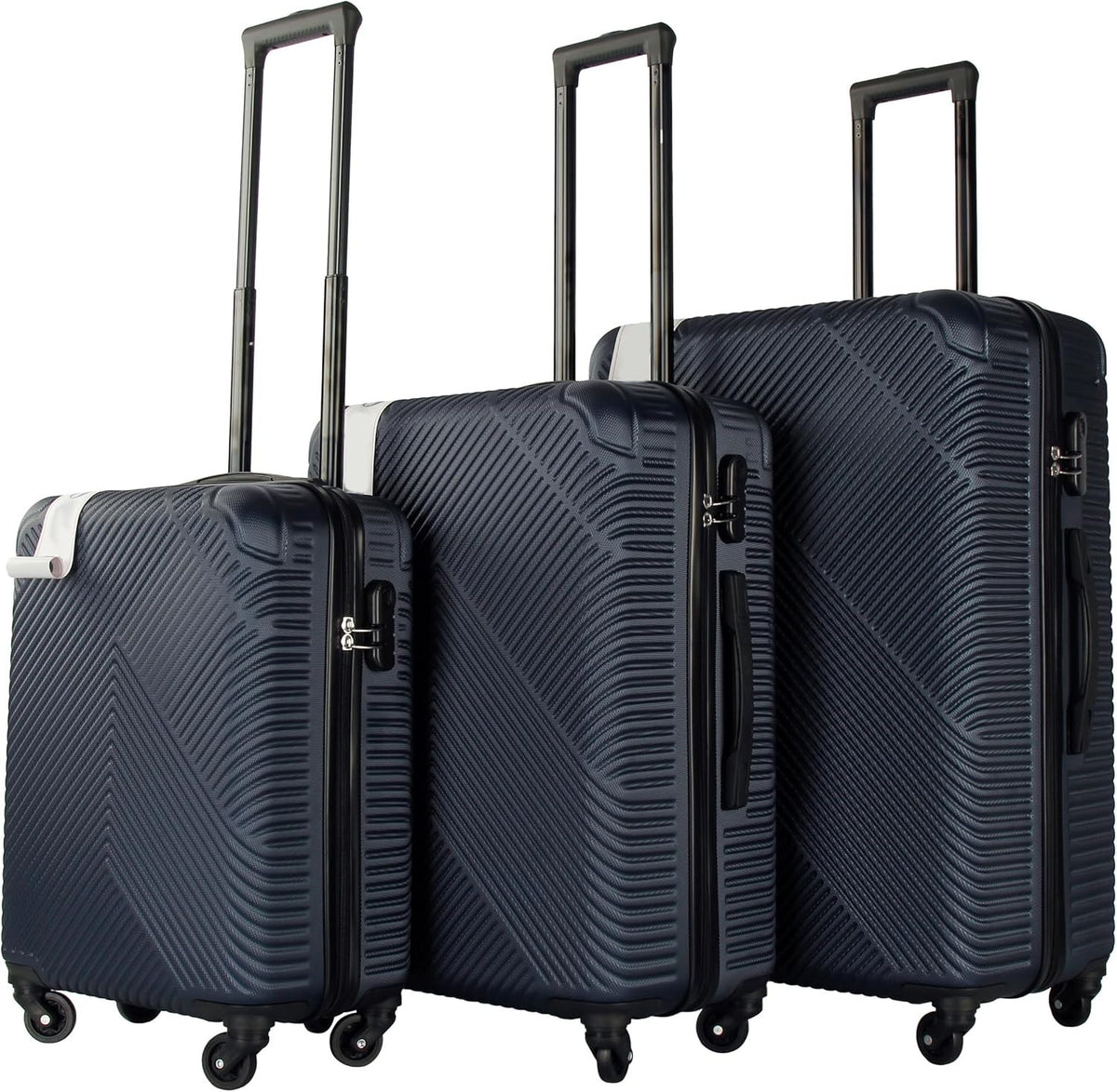 3PC Hard Shell Luggage Set 20 24 28 Inch Spinner Wheels Lock Navy Blue