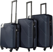 3PC Hard Shell Luggage Set 20 24 28 Inch Spinner Wheels Lock Navy Blue