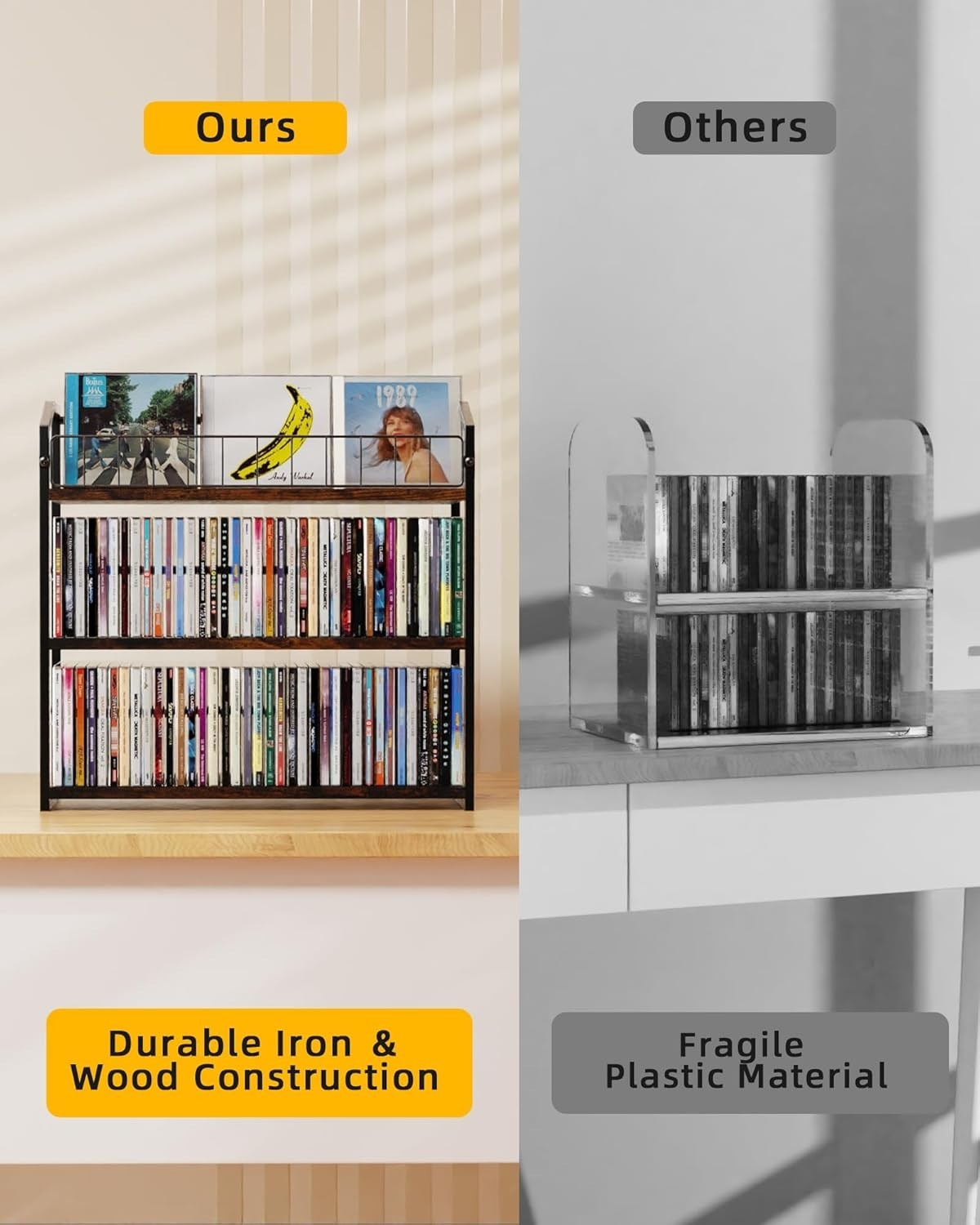 3 Tier CD Storage Rack Holds 123 CDs Desktop Display Shelf Organizer