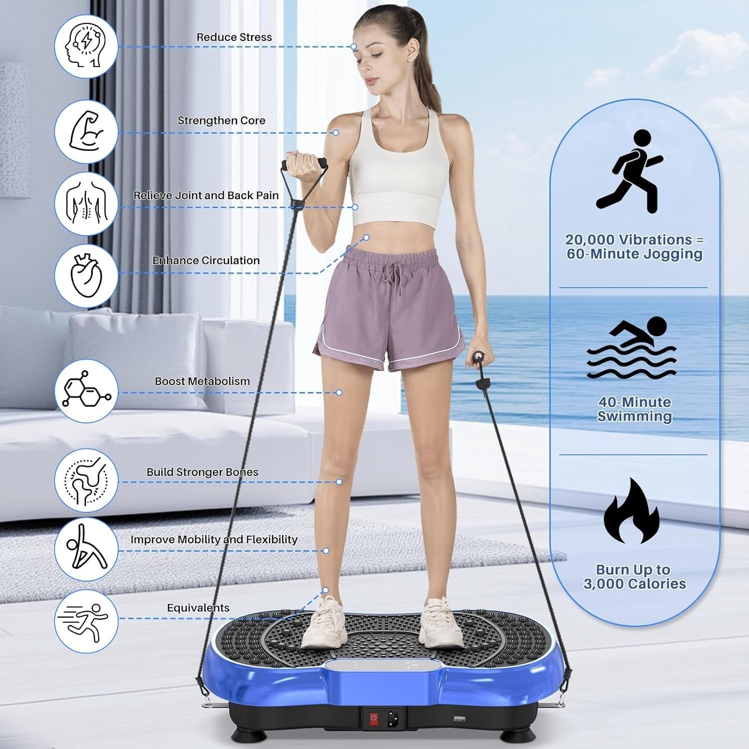 Vibration Plate Exercise Machine 99 Levels 7 Programs Lymphatic Drainage