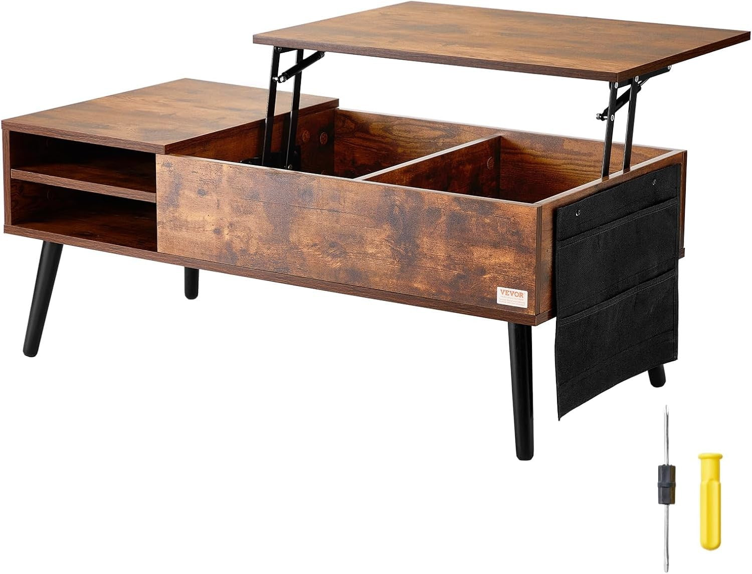 Lift Top Coffee Table with Storage, Pop Up Table 100cm for Small Spaces