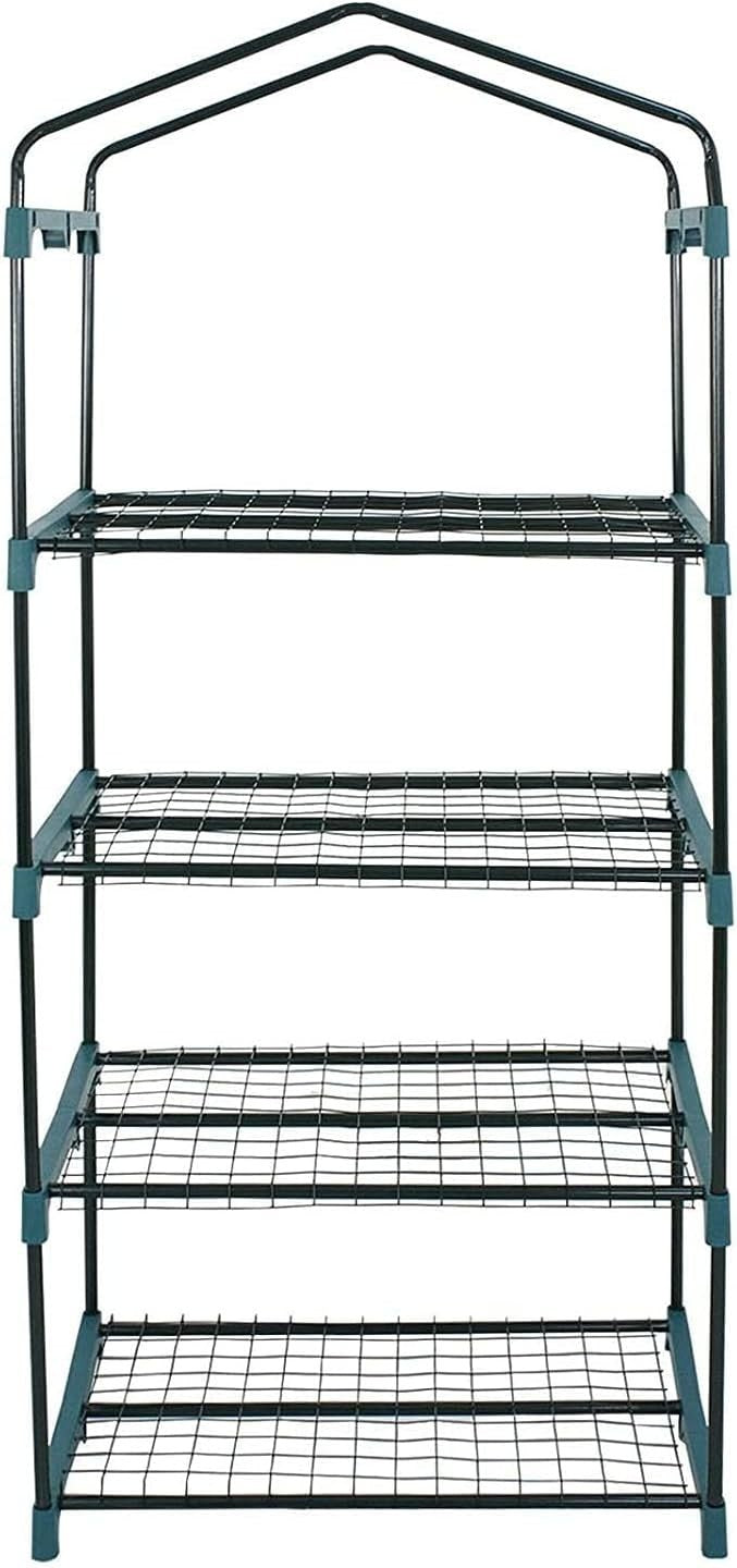4 Tier Mini Greenhouse with Reinforced PE Cover & Steel Frame W69xD49xH160cm