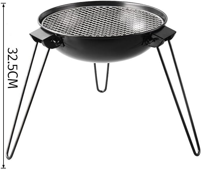 Portable Charcoal Fire Pit BBQ Grill with Folding Legs, Outdoor Camping