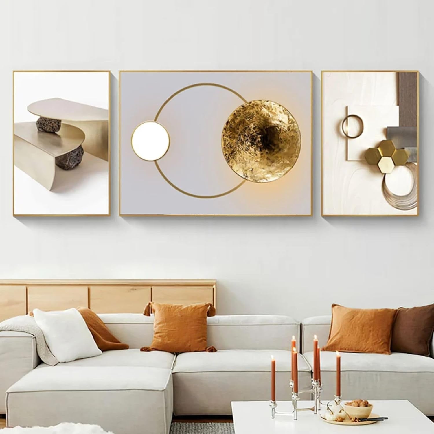 Abstract Canvas Wall Art Set of 3 Modern Living Room Decor