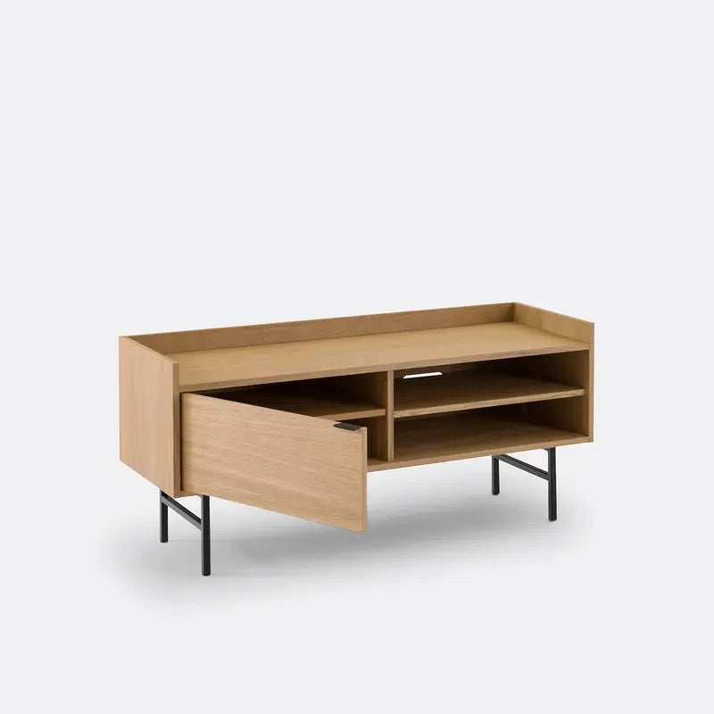 Modern Oak TV Unit Stand 130cm – Slim Storage Cabinet for Living Room
