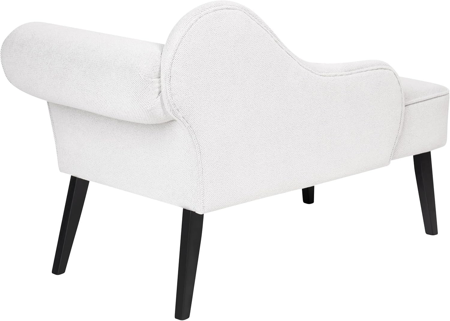 Vintage Right Hand Chaise Lounge White Fabric | Retro Sofa Seat, Black Legs