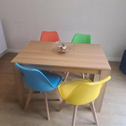 Dining Table Set with 4 Colour Chairs, Oak Effect MDF Kitchen Furniture
