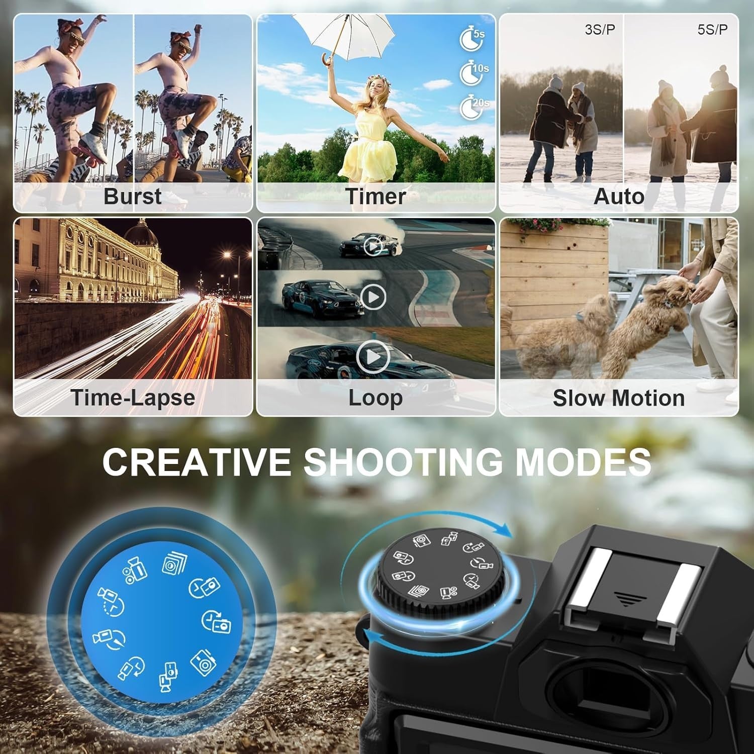 6K 64MP Vlogging Camera WiFi Wide Angle Lens w/ 64GB Card Mic