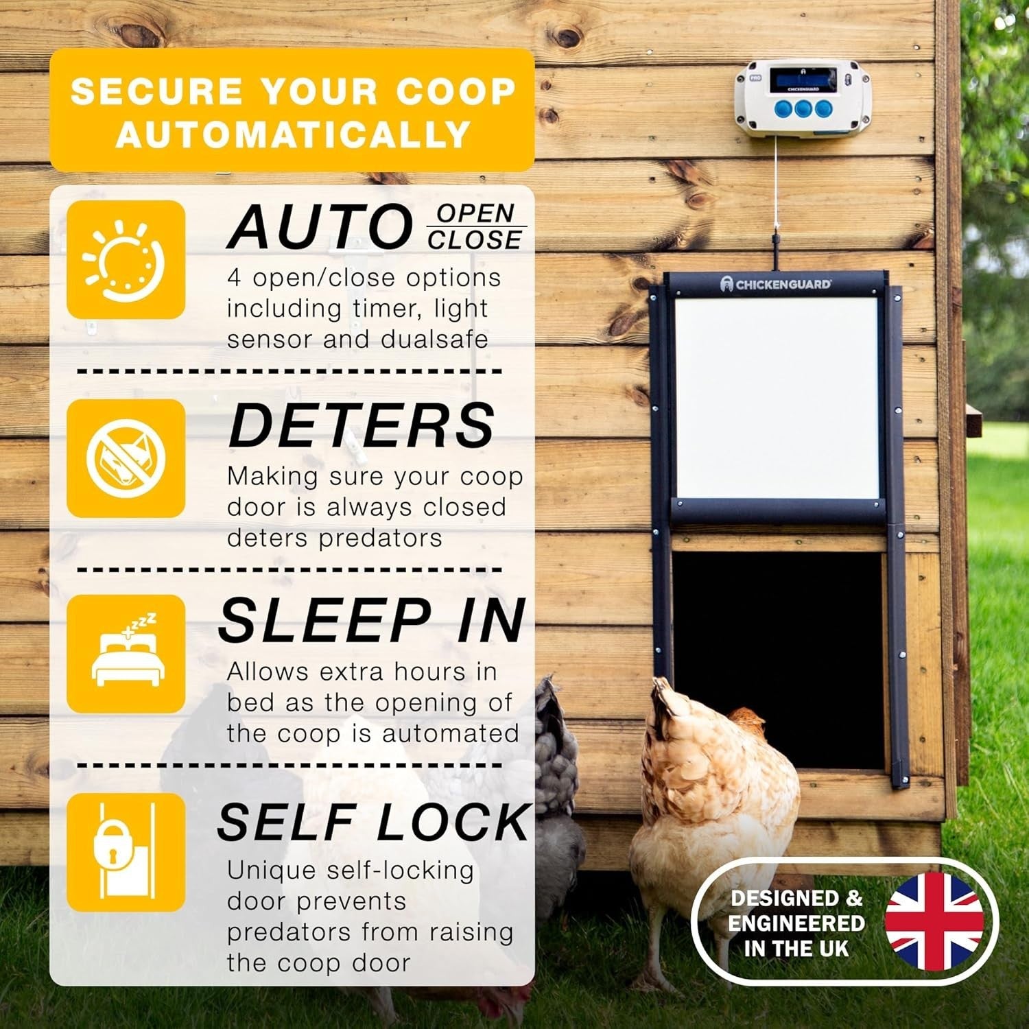 Automatic Chicken Coop Door Opener Kit Solar Battery DC
