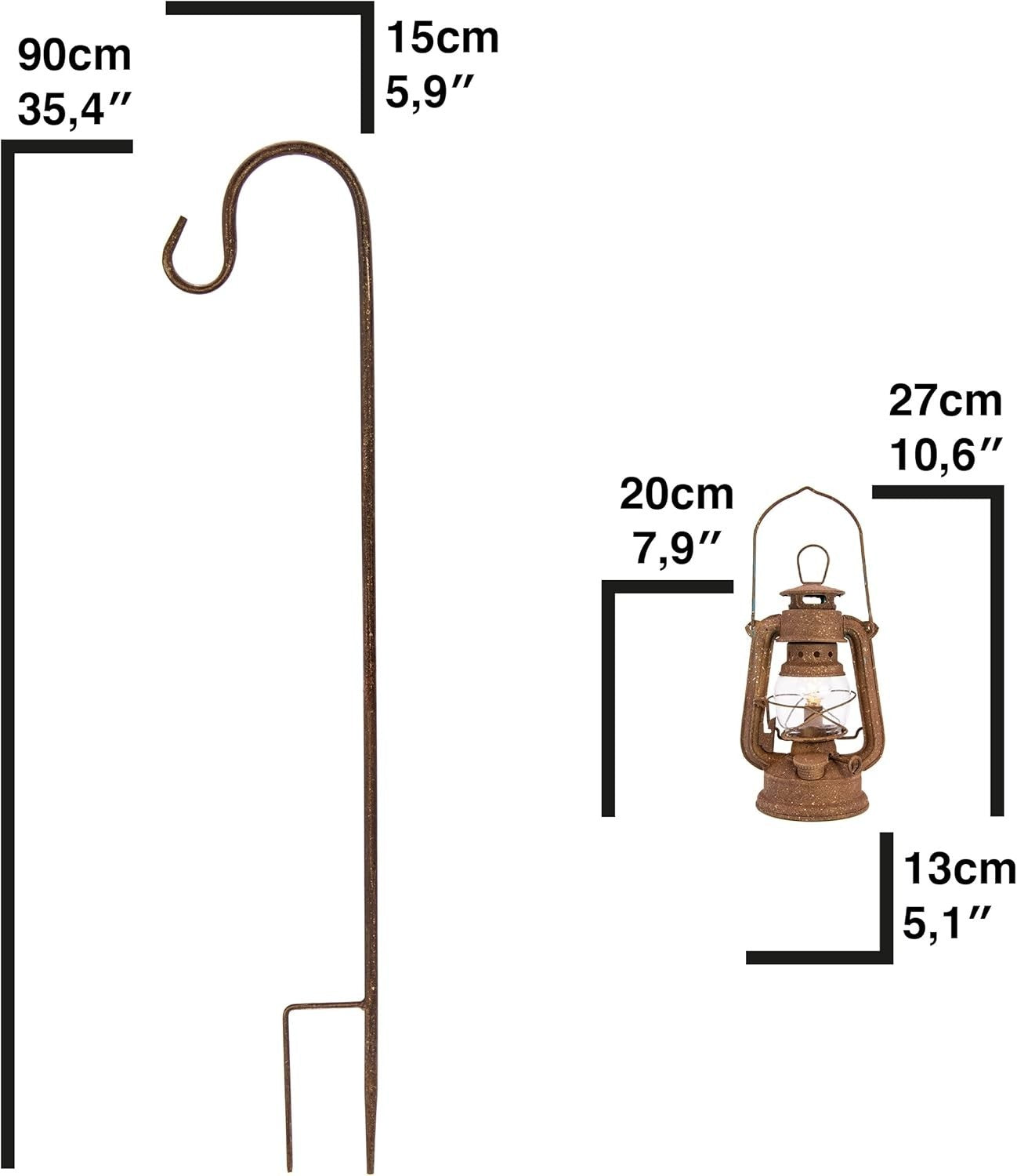 LED Rusty Garden Lantern Light Hanging or Standing Outdoor Decor