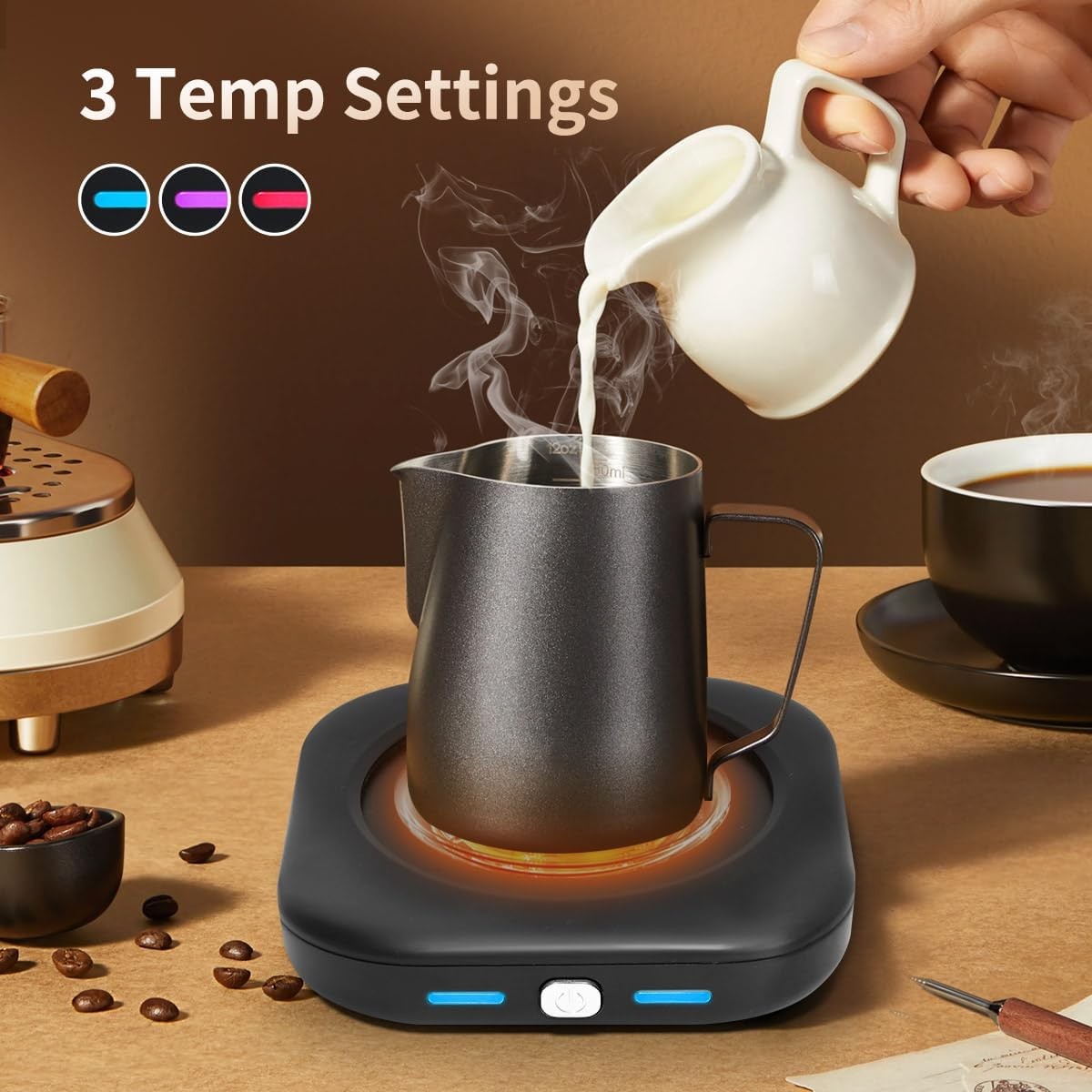 Electric Coffee Mug Warmer 24W 3 Heat Settings Auto Off
