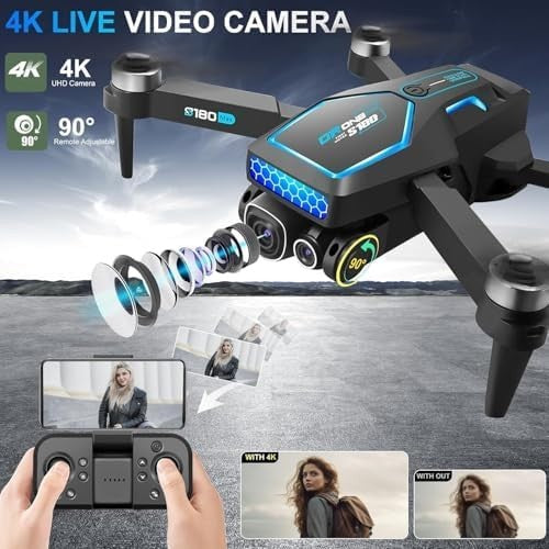 4K Foldable Drone with 36 Min Flight, Brushless Motor & 360° Obstacle Avoidance