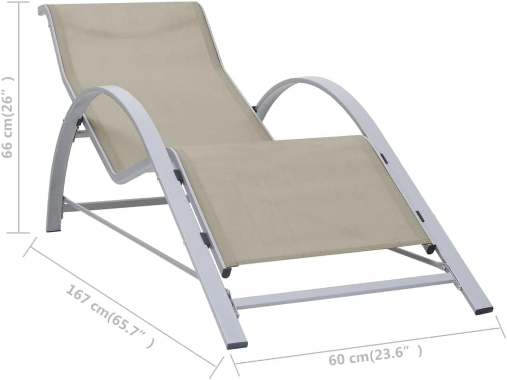2x Outdoor Aluminium Sun Loungers with Table Patio Garden Chairs Set