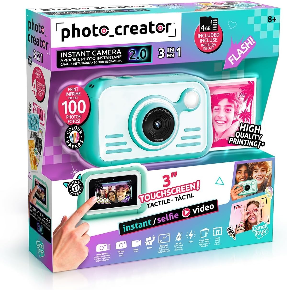 Kids Instant Print Camera 32MP Touchscreen Selfie Camera 100 Photos