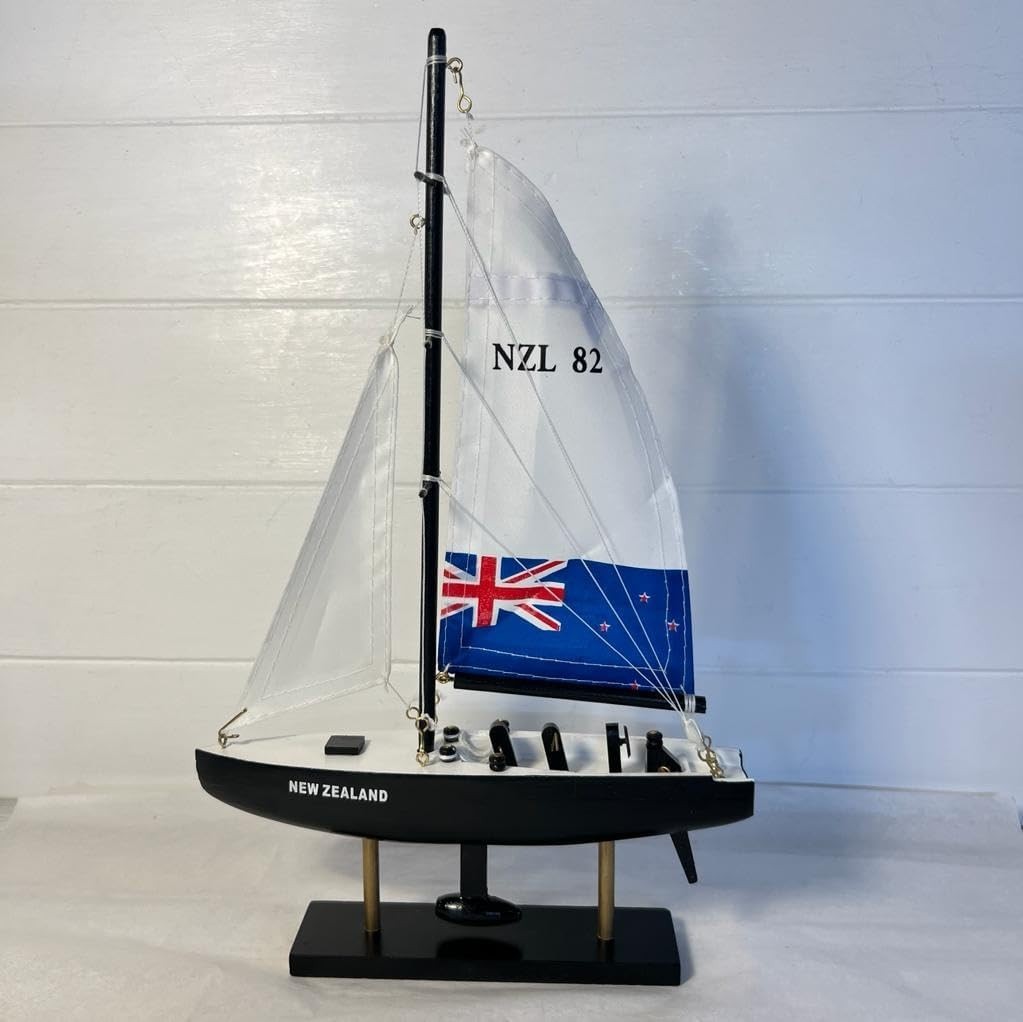 Nautical Model Yacht on Stand 33cm | Sailing Boat Ornament | Coastal Home Decor