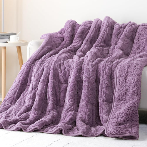 20lb Sherpa Weighted Blanket 60x80 Cozy Thick Purple