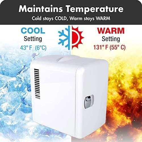 4L UV Mini Fridge | Disinfecting, Cooler & Warmer, Portable White 6 Can