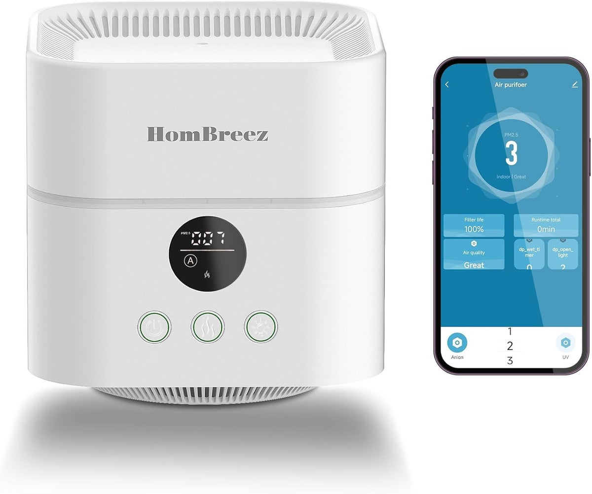 Air Purifier Humidifier Combo H13 HEPA 200ft² Quiet Smart App Control