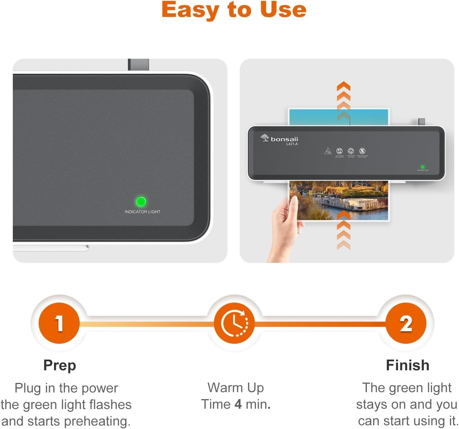 A4 Laminator Machine Compact Quiet Fast Jam Release + 5 Pouches