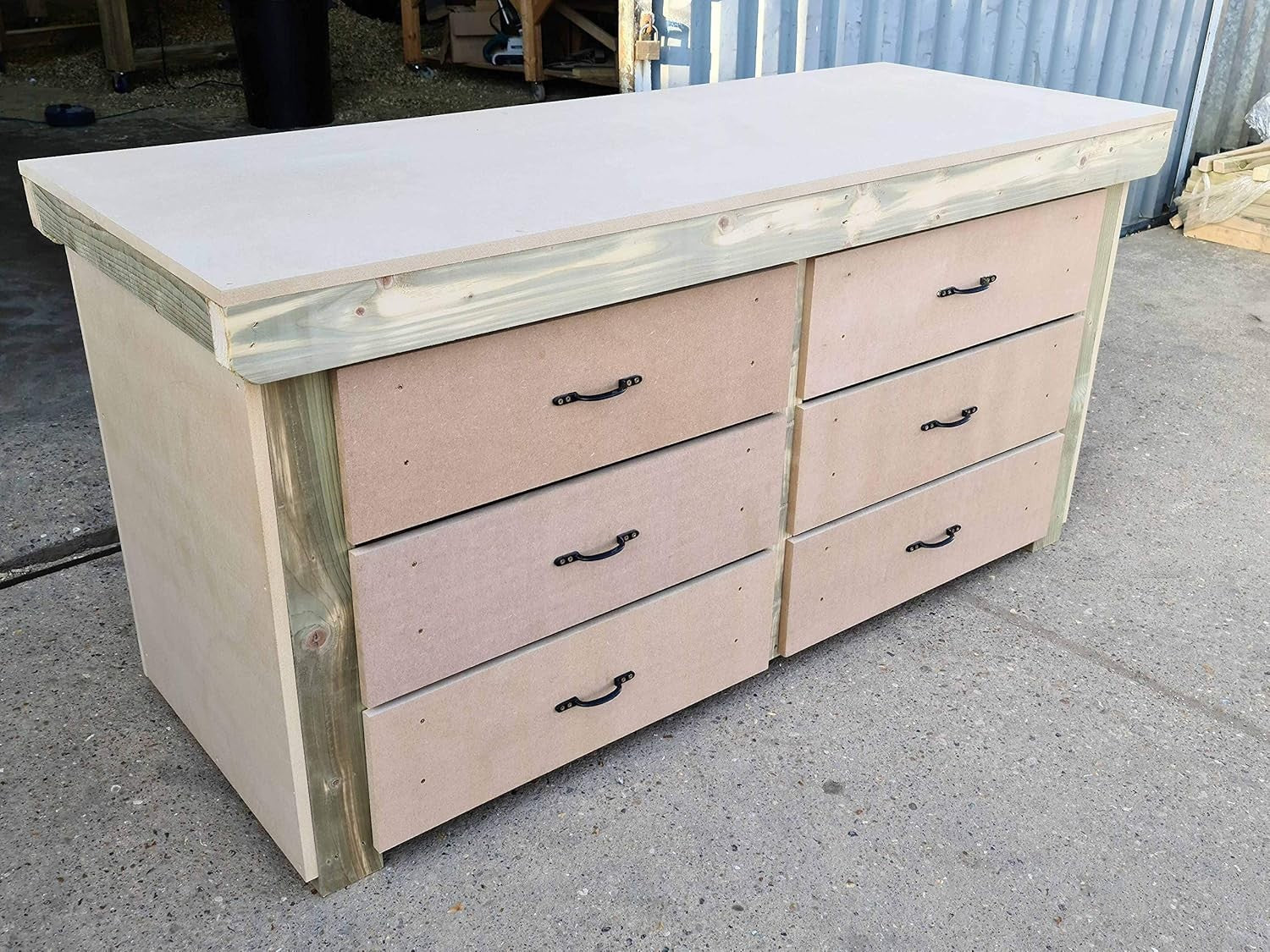 5ft Heavy Duty Wooden Workbench Tool Cabinet – 18mm MDF Top & 6 Drawers