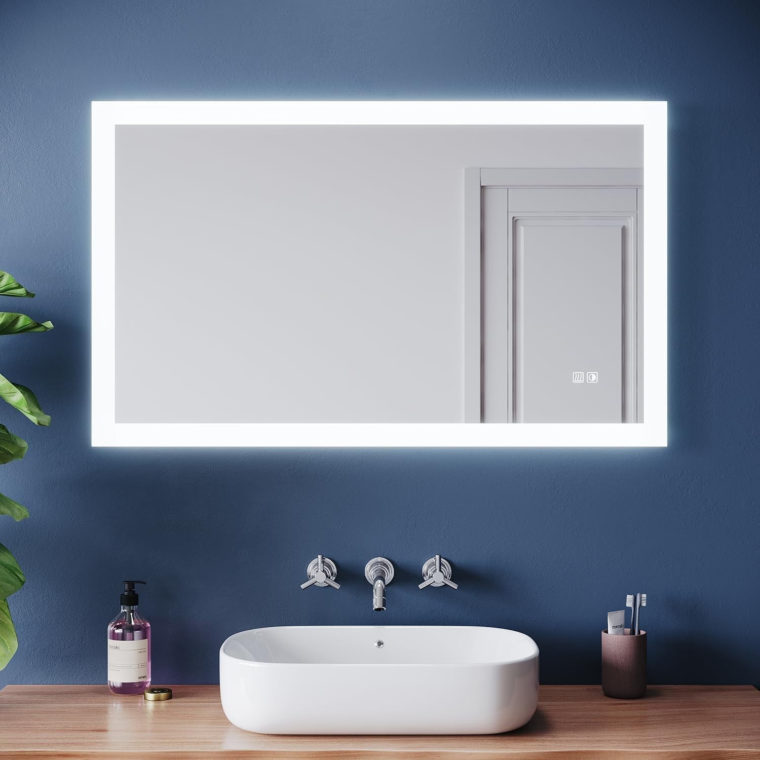 Illuminated LED Bathroom Mirror 3-Color Dimmable Anti-Fog 100x60cm