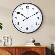 Large 24in Silent Wall Clock Black Metal Modern Quartz Indoor Outdoor