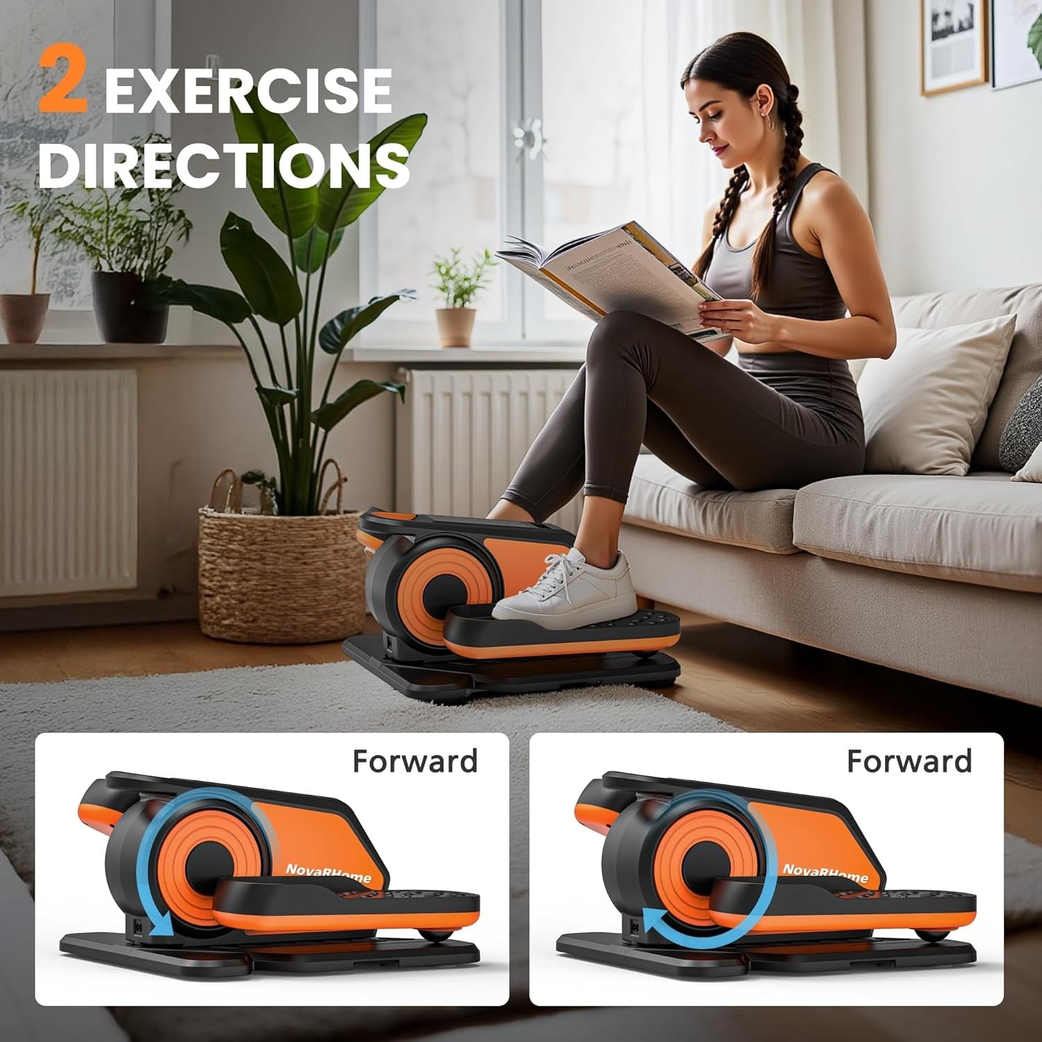 Electric Under Desk Elliptical Pedal Exerciser Quiet Remote 12 Speed Trainer