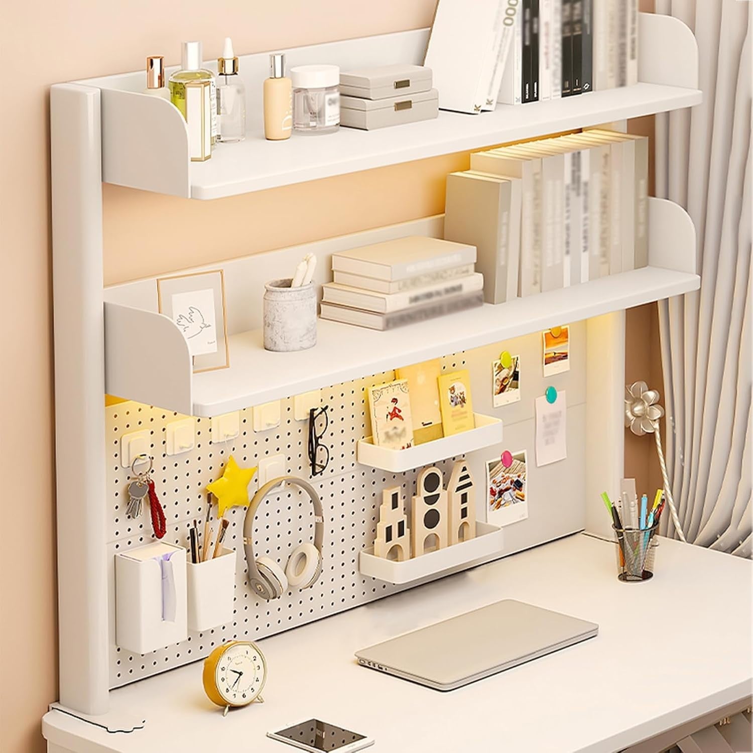 Clamp-On Desk Organizer Shelf Adjustable 2-Tier Desktop White