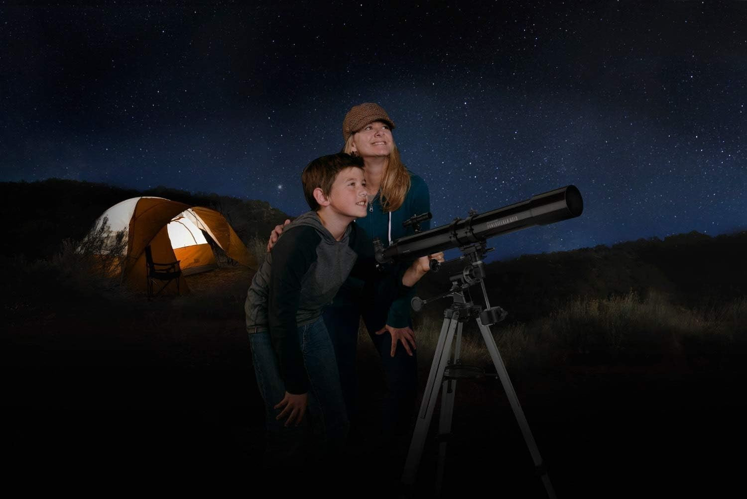 80mm Refractor Telescope with 2 Eyepieces, Barlow Lens & Tripod, Black