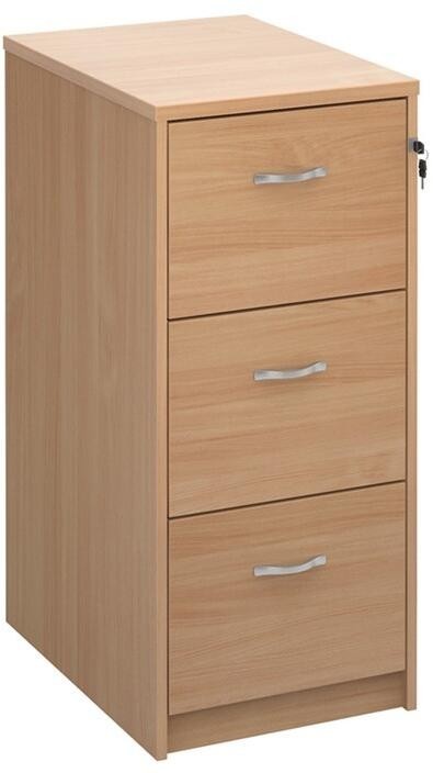 Beech Wooden Filing Cabinet 3 Drawer Lockable 104.5cm Office Storage