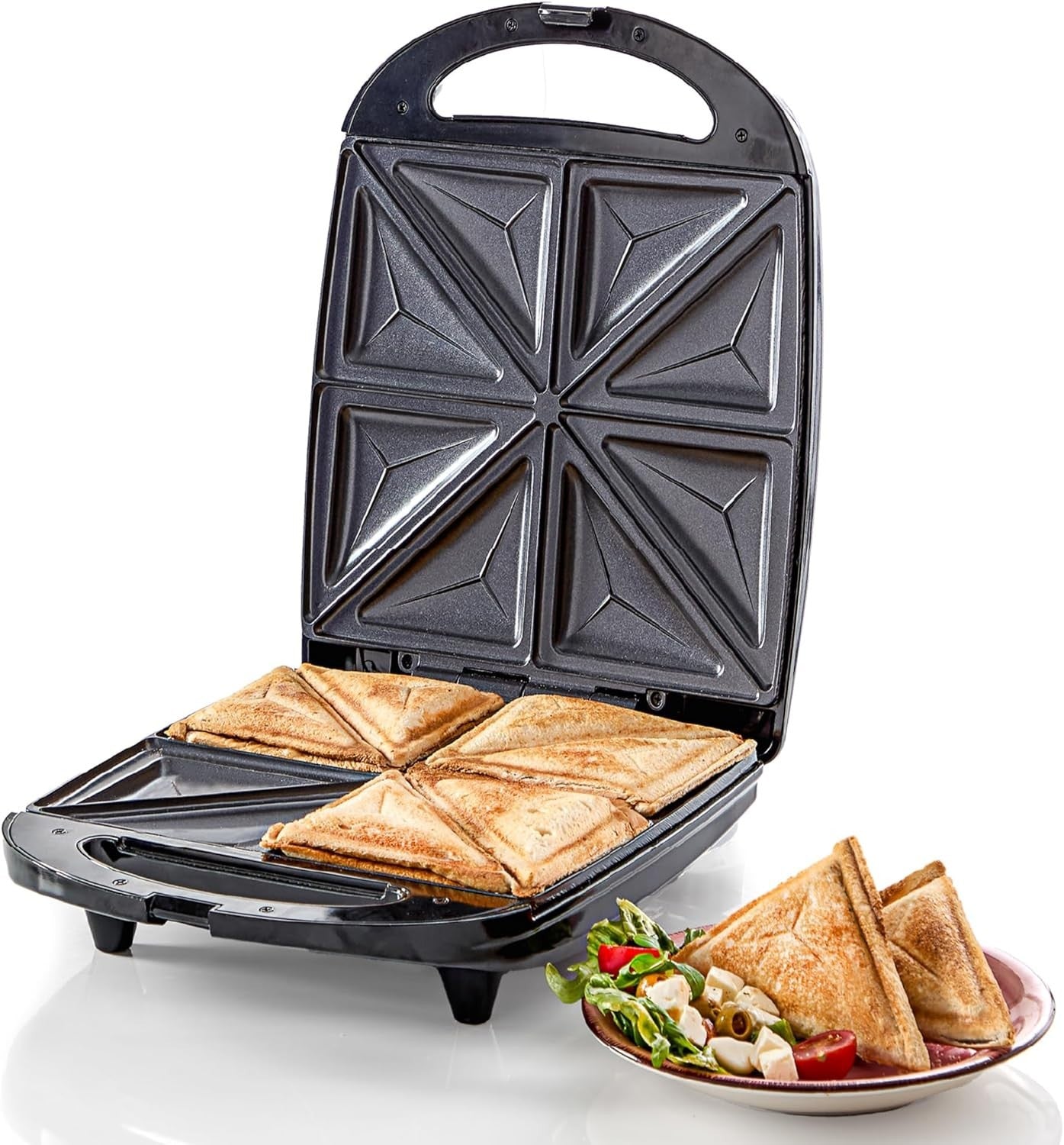 4 Portion Quad Sandwich Toaster Non-Stick, Auto Temp Control, Easy Clean