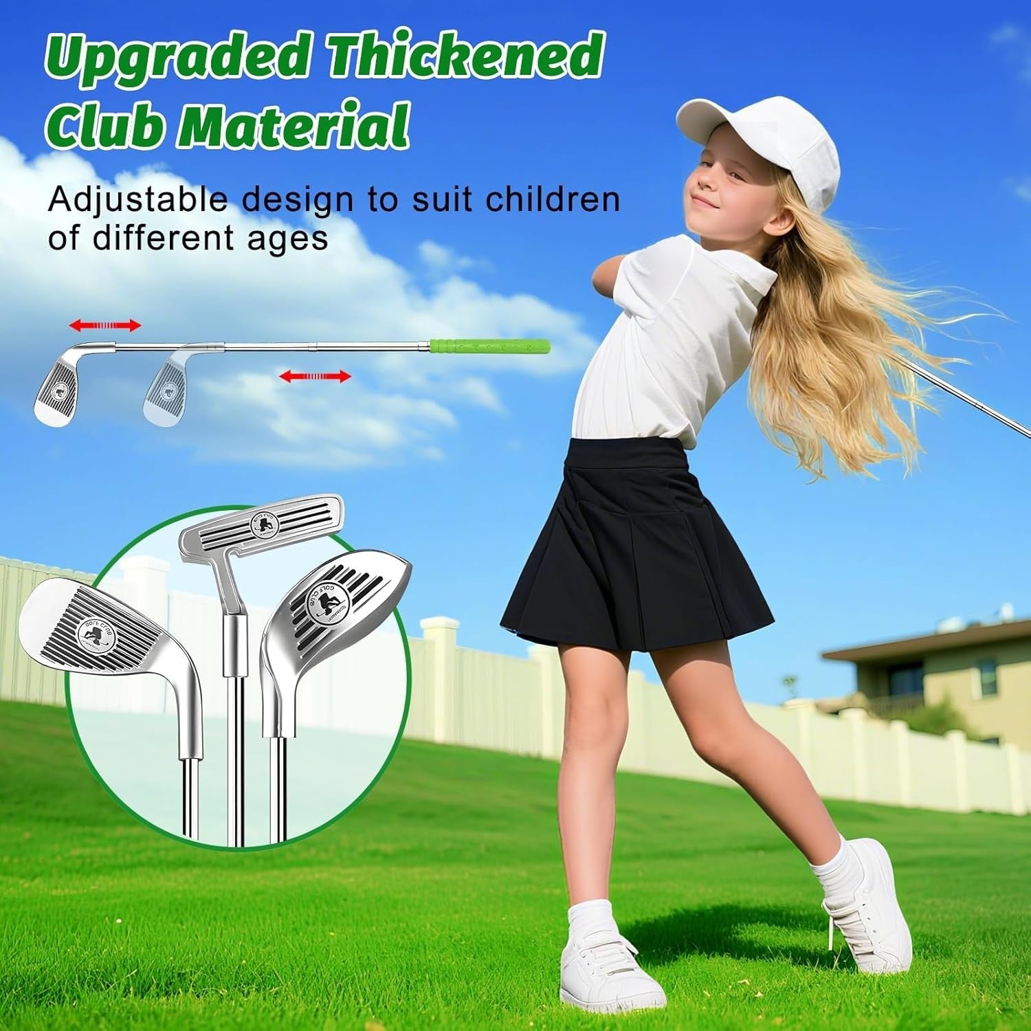 Kids Golf Set w/ Automatic Ball Return, Putting Mat & Clubs Indoor Outdoor