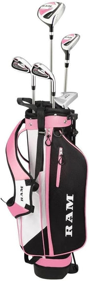 Left Hand Girls Junior Golf Club Set Ages 9–12 Graphite Stand Bag Pink