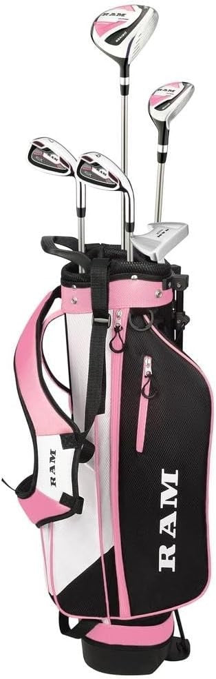 Left Hand Girls Junior Golf Club Set Ages 9–12 Graphite Stand Bag Pink