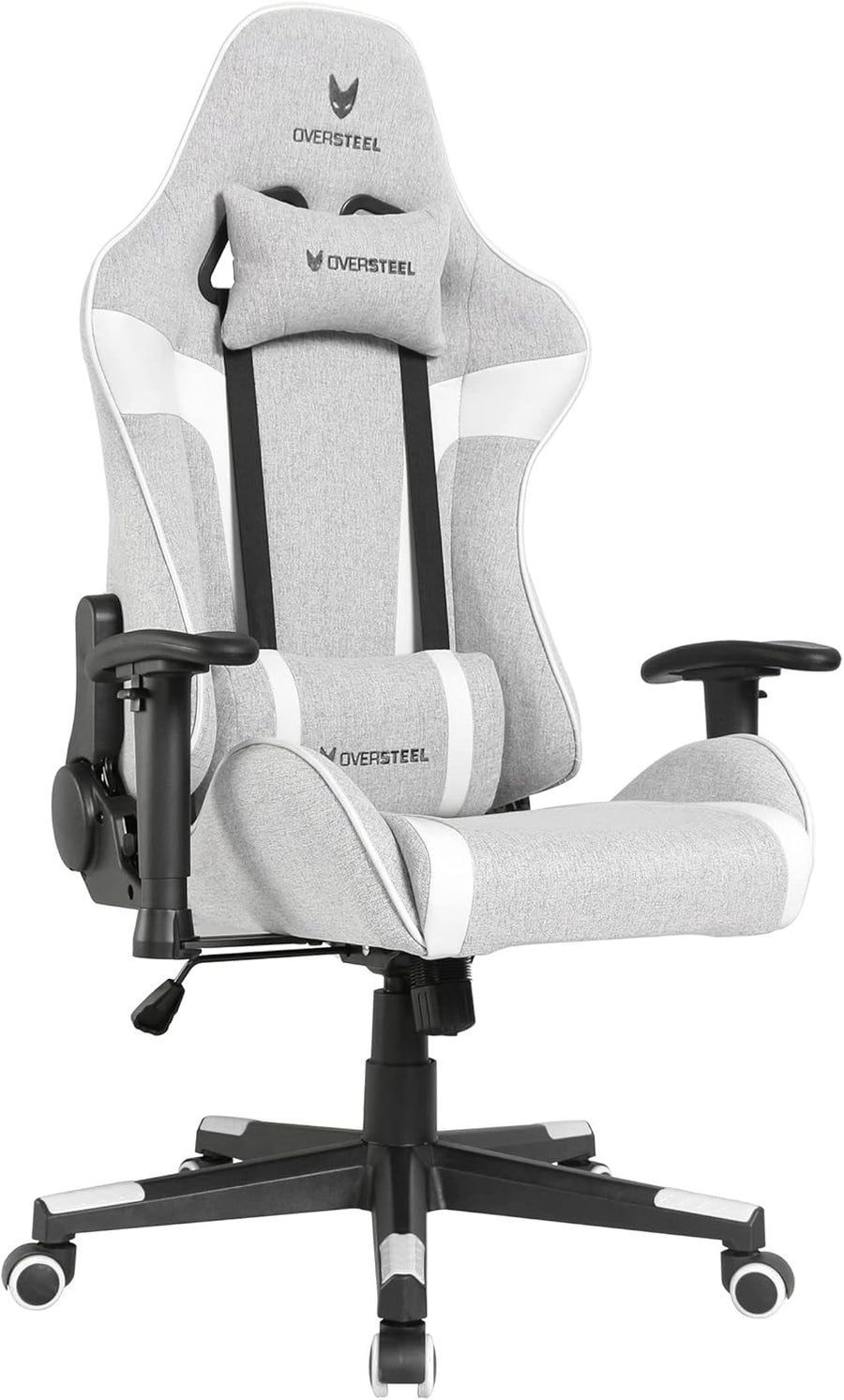 Professional Gaming Chair 180° Recline Fabric Grey White