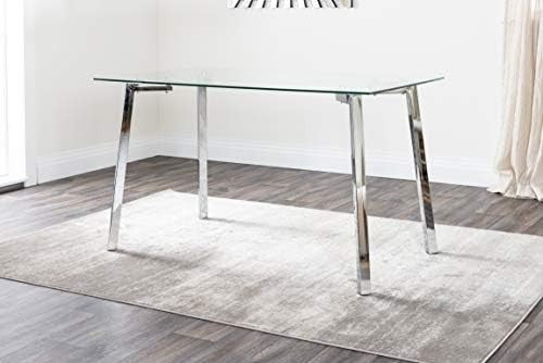 Clear Glass Dining Table 120x70cm Rectangle Chrome Legs Modern Design