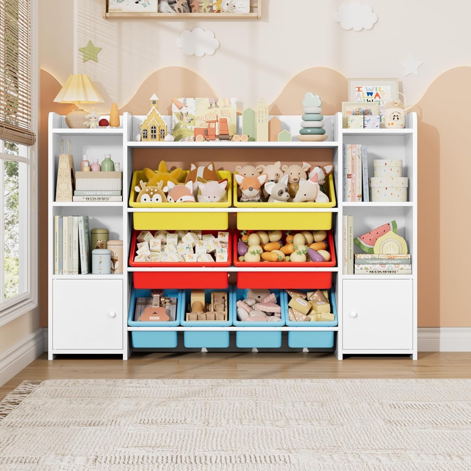 Kids Toy Storage Organizer with 8 Removable Bins & Shelves – Colorful & Durable