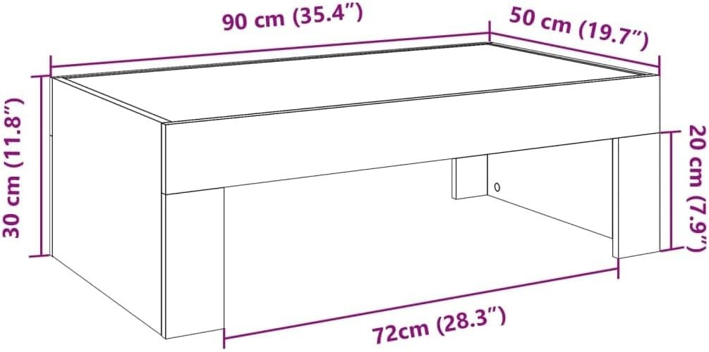 Infinity LED Mirror Coffee Table RGB Lights Modern Sonoma Oak 90x50x30cm