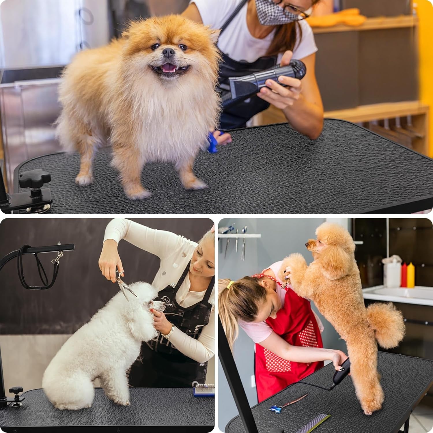Foldable Dog Grooming Table 32in Non Slip Adjustable Arm Storage Basket