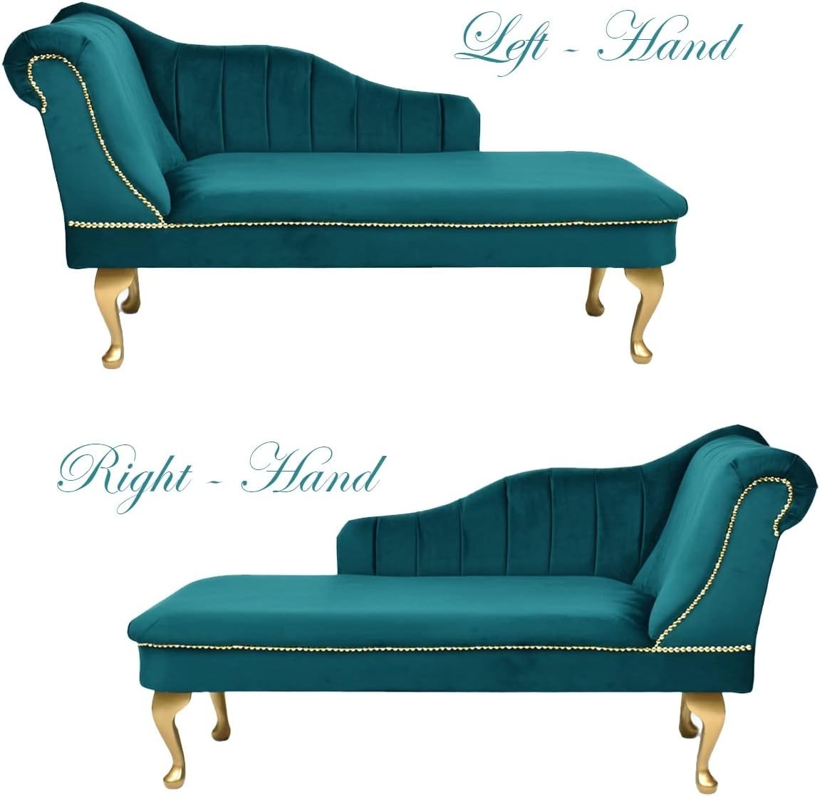 Luxury Tufted Velvet Chaise Lounge Sofa Right Hand Accent Chair Teal