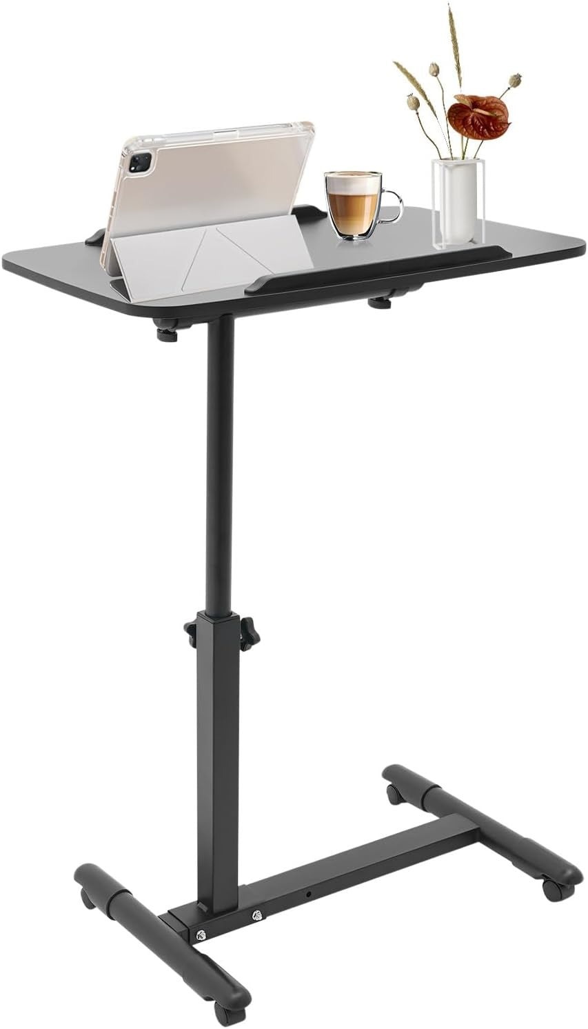 Rolling Laptop Table Height Adjustable Standing Desk with Wheels Bed Sofa Table