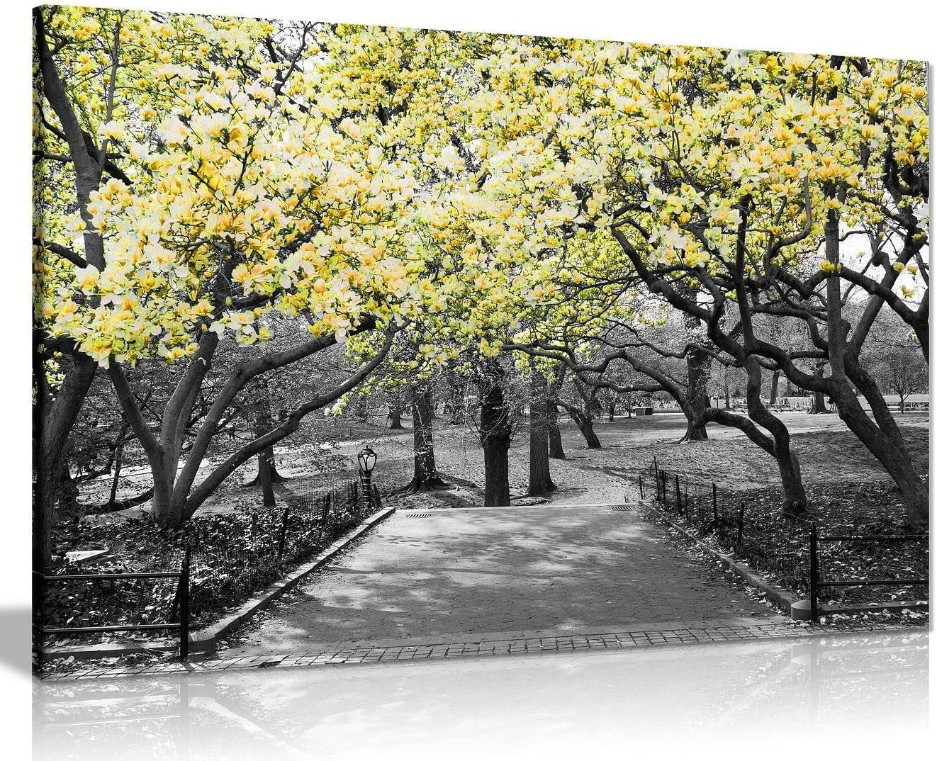 Black White Yellow Blossom Canvas Wall Art Small Modern Home Decor