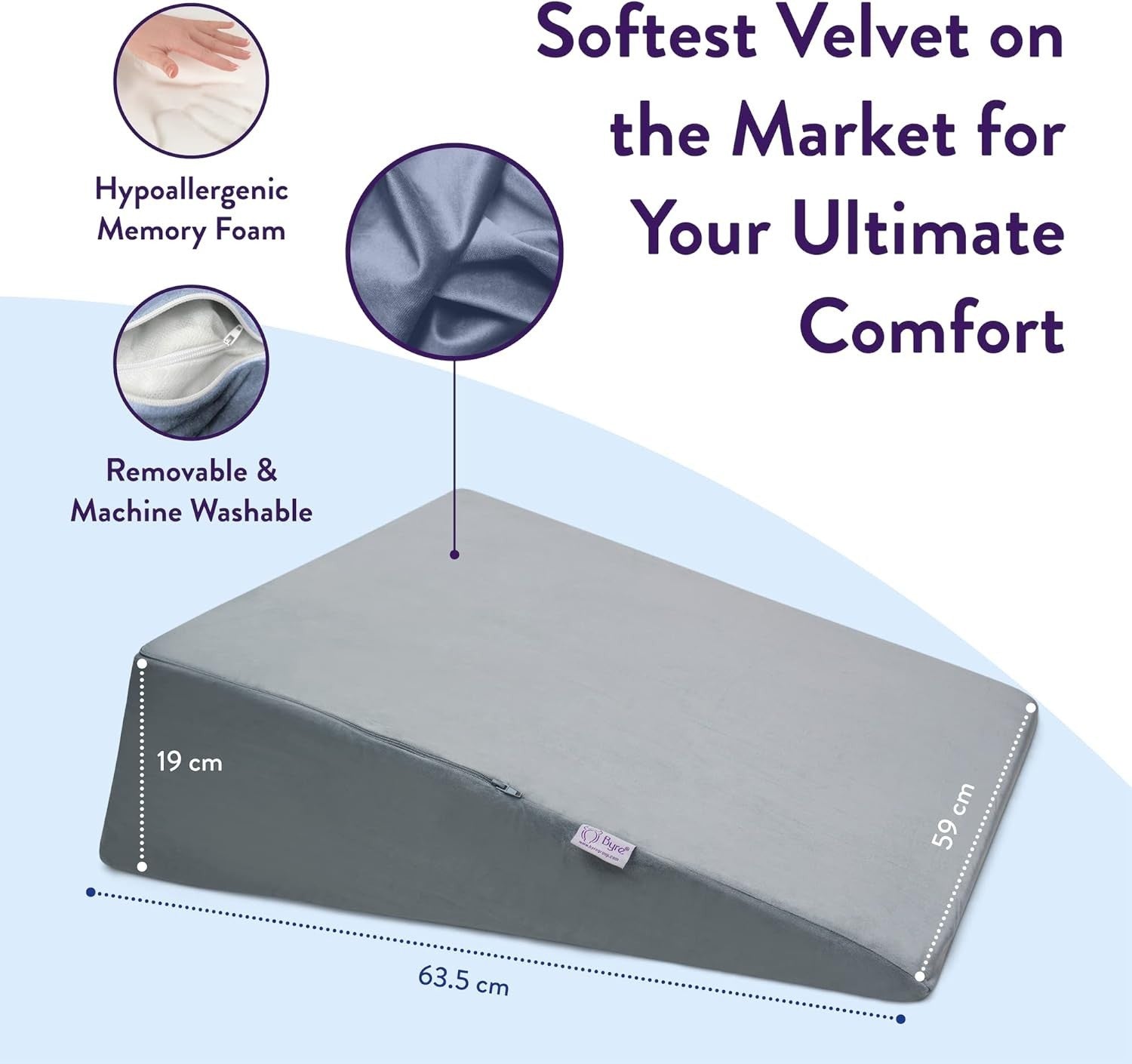 Orthopaedic Bed Wedge Pillow Memory Foam Adjustable Back Leg Support