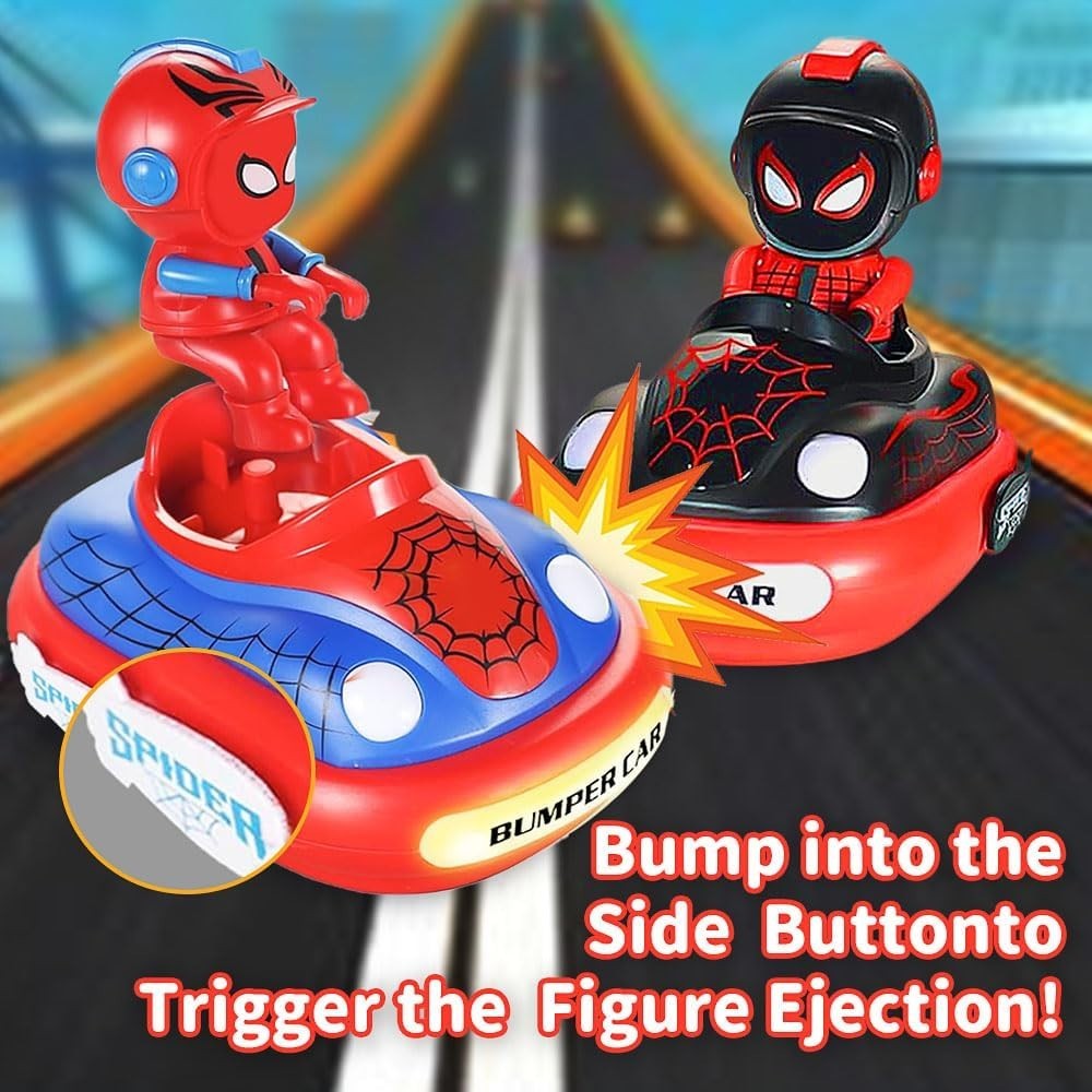 2 Pack RC Bumper Cars for Kids – LED Lights, Sound & Ejecting Drivers