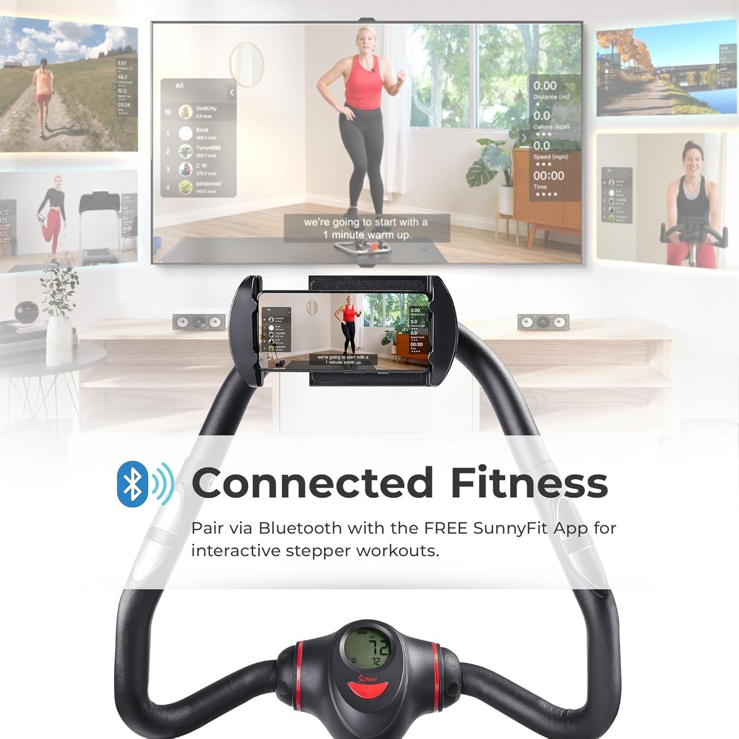 Heavy-Duty Stair Stepper for Home w/ Adjustable Height, LCD Monitor & Bands