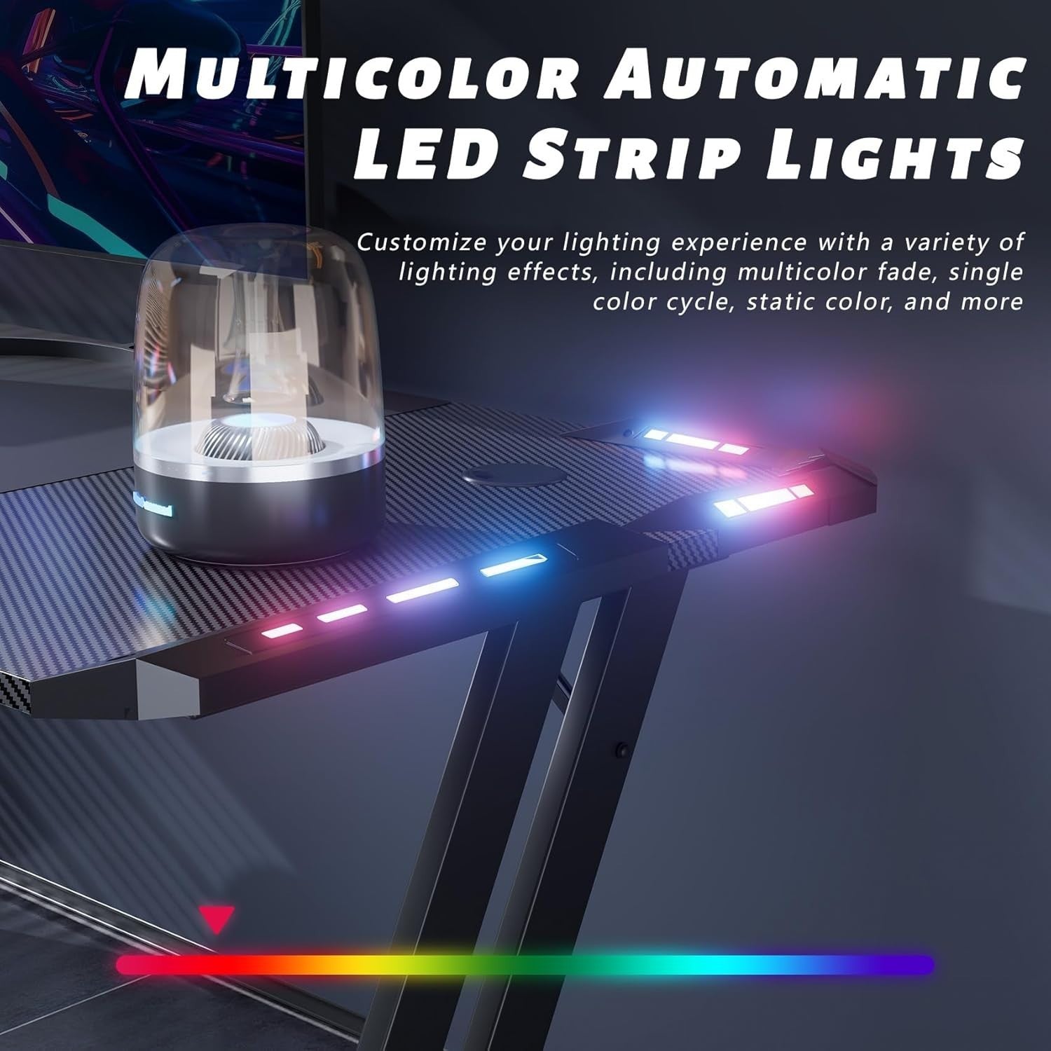 RGB Gaming Desk 140x60cm Computer Table w/LED, Cup Holder & Headphone Hook