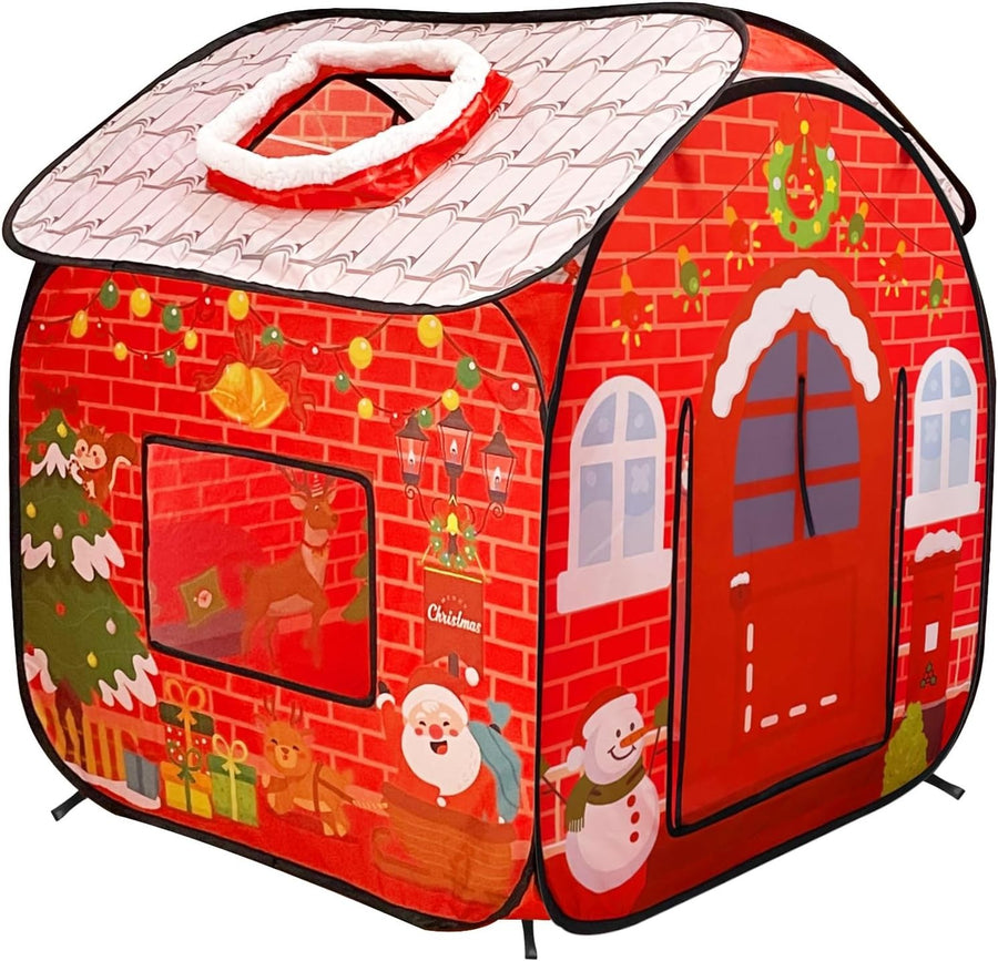 Christmas Kids Pop Up Play Tent Indoor Outdoor Folding Holiday Playhouse